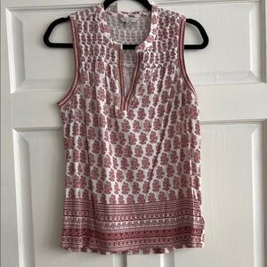Lucky Brand Sleeveless Red and White Patterned Women's Top